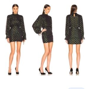 SALONI Black and Green Polka Dot Dress